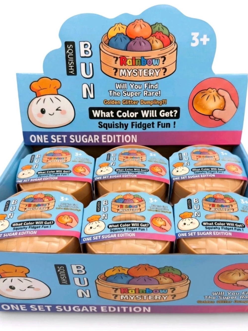 Rainbow Mystery Squishy Bun - Blue Packaging (One Set Sugar Edition)